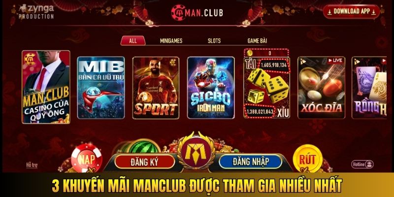 3 khuyến mãi Manclub được tham gia nhiều nhất